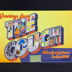 Greetings from the Couch Postcard, Social Distancing, Card, Pandemic, 2020, Funny Postcard image 1