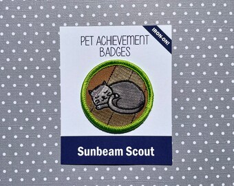 Sunbeam Scout, Pet Achievement Badge, Badass Badges, Iron-on Patch, Gift for Cat or Dog Lover
