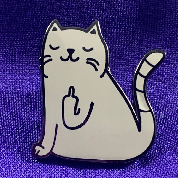 Middle Finger Cat Enamel Pin, Gifts for Cat Lovers