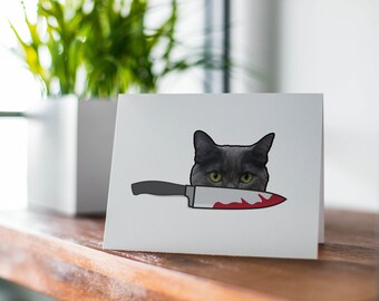 Murder Cat, Knife, Funny Card, Friendship, Love, Birthday, Snarky, Cards, True Crime Fans