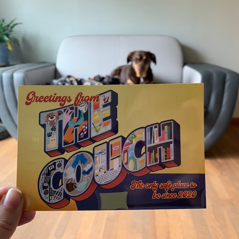 Greetings from the Couch Postcard, Social Distancing, Card, Pandemic, 2020, Funny Postcard image 3