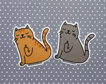 Middle Finger Cat Sticker, Gifts for Cat Lovers