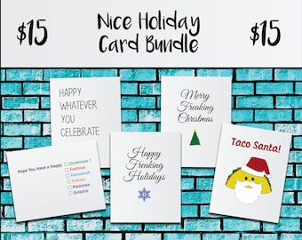 Nice Holiday Card Bundle, Holiday Card Pack, Funny Holiday Cards