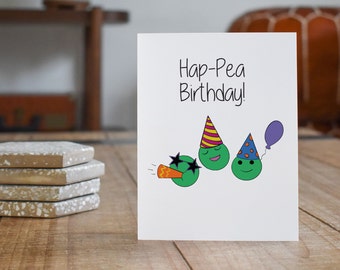 Hap-Pea Geburtstag, alles Gute zum Geburtstag Karte