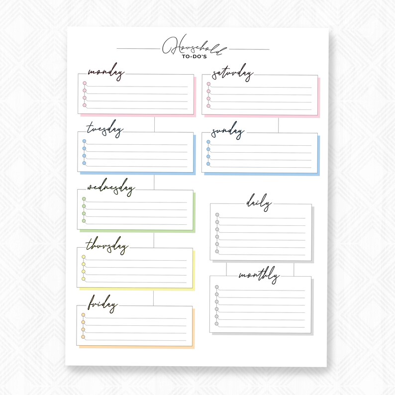 Printable Editable Household Chore Chart Instant Download Etsy