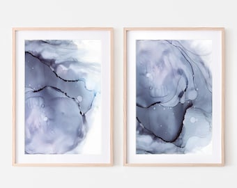 Wall Art Abstract,Blue Gray Wall Art,Instant Download Art,Abstract Prints set of 2,Printable Wall Art,Wall Art Set of 2,Printable Art Set