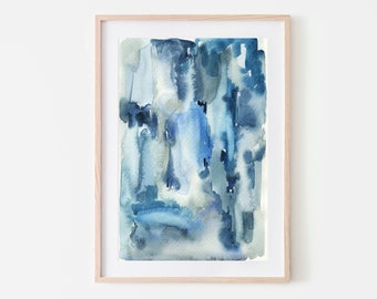 Abstract Printable Art,Blue Watercolor Print,Instant Download,Indigo Blue,Wall Art Prints,Watercolor Art,Abstract Art Print.Digital Art