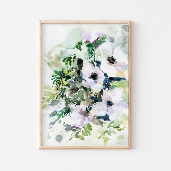 watercolor flowers print instant download printable art greenery print statement artwork livingroom art print watercolor modern digital art