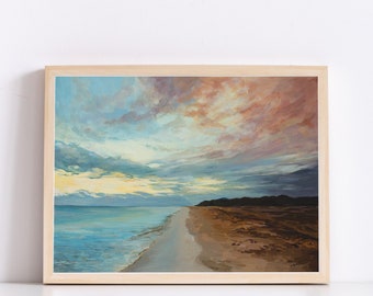 Landscape Art,Landscape Painting Print,Fine Art Print Landscape,Landscape Painting,Landscape Wall Art,Nature Oil Painting,Beach, Sunset