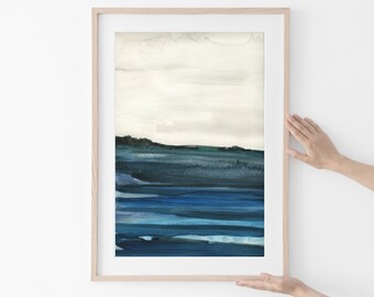 Instant Download Art,Blue Landscape Art,Abstract Landscape Print,Large Wall Art,Vintage Landscape Print,Printable Wall Art,Landscape Art