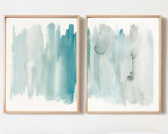 Set of 2 Watercolor Prints,Printable Wall Art Set,Blue Watercolor Art,Abstract Printable Art,Abstract Art Set,Set of 2 Watercolor,Art Print