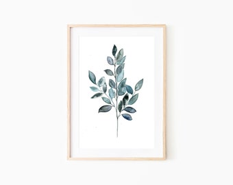 Botanical Leaf Print,Minimalist Leaf Print,Printable Scandinavian Art,Botanical Wall Art,Watercolor Leaf Print,Botanical Wall Decor