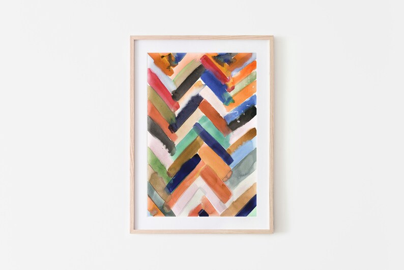 Geometric Wall Art,Colorful Abstract Print,Modern Colorful Art,Bold Strokes,Geometric,Instant Download, Printable Art,Orange,Yellow,Abstract image 1