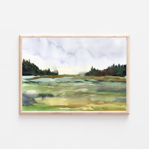 landscape art print,instant download,green landscape print,watercolor landscape,printable art,abstract watercolor landscape,nature wall art