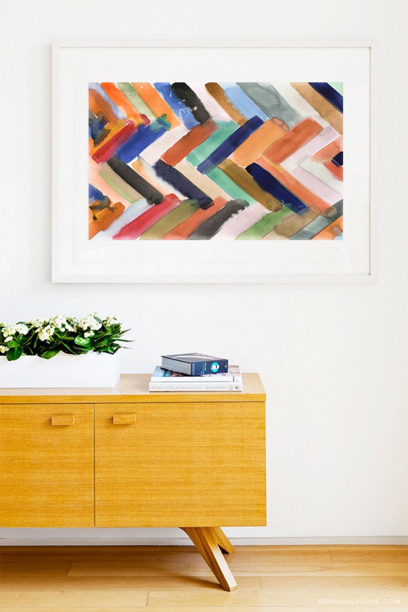 Geometric Wall Art,Colorful Abstract Print,Modern Colorful Art,Bold Strokes,Geometric,Instant Download, Printable Art,Orange,Yellow,Abstract image 2