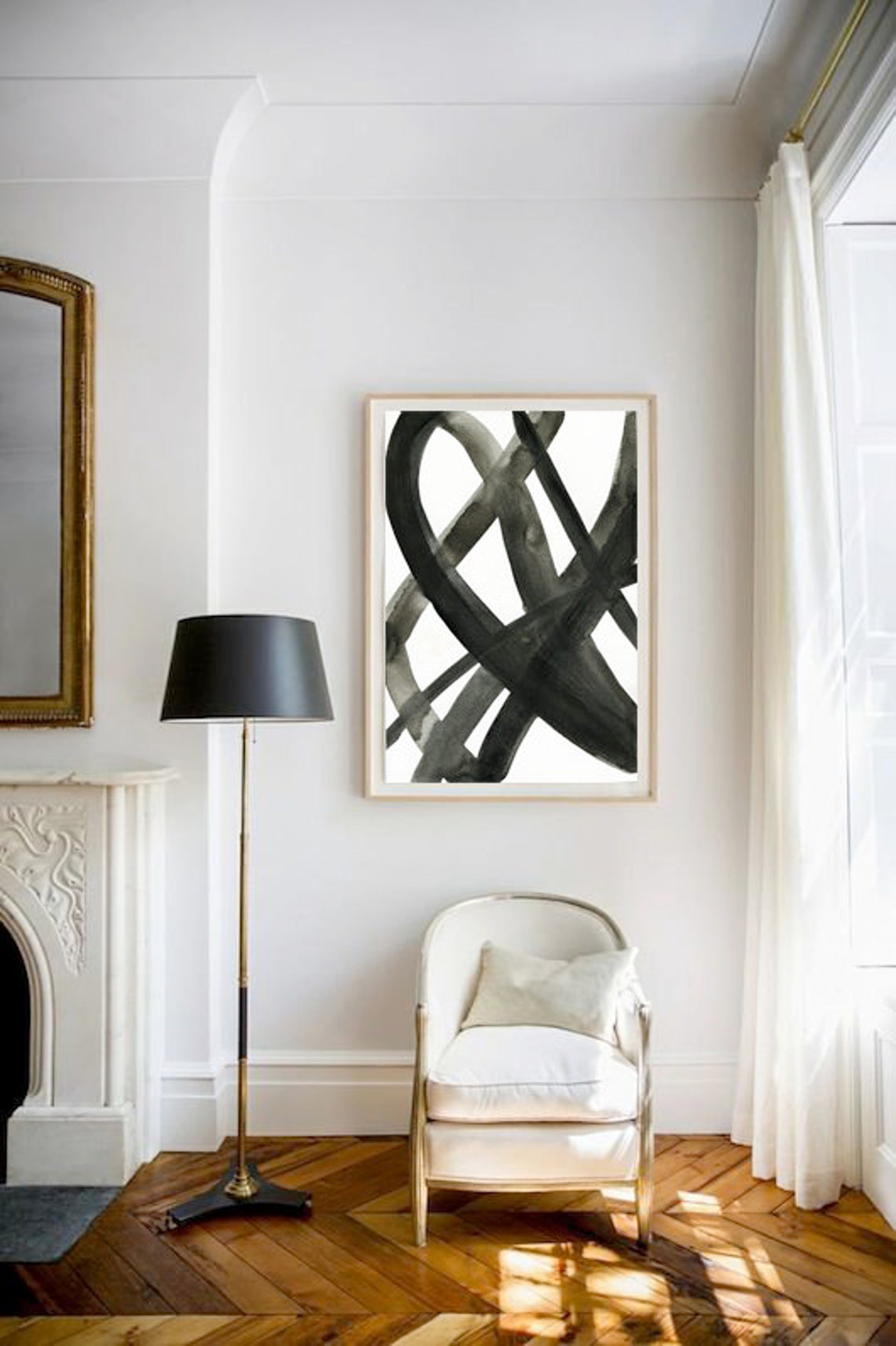 Black and White Wall Printsabstract Printable Artabstract Etsy