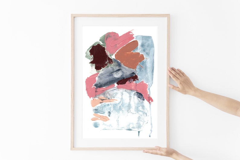 Abstract Printable Art,Pastel Wall Art,Neutral Pastel Print,Blue and Pink Print, Modern Wall Art,Instant Download Art,Digital Wall Art Print image 1