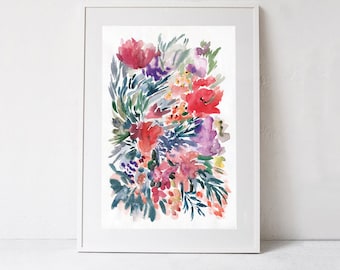 printable floral art,floral wall decor,watercolor flowers print,instant download,floral painting print,floral home decor,nature print