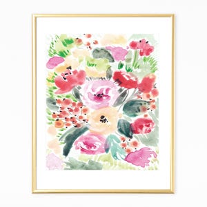 floral watercolor,set of 4 prints,floral wall art set,wall art set of 4, modern wall prints, digital flowers watercolor, floral art prints image 2