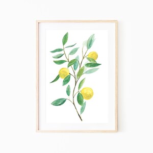 Botanical Wall Art,Botanical Nature Wall Art,Lemon Tree Print,Printable Botanical Art,Watercolor Botanical Print,Watercolor Botanical image 1