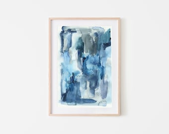 Blue Wall Art,Printable Wall Art,Minimalist Art Prints,Home Wall Art,Indigo Blue Print,Watercolor Painting,Instant Download Art,Abstract Art