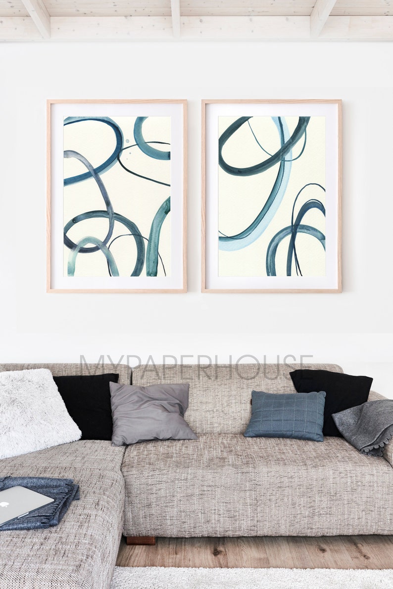 abstract printable art,scandinavian print,minimalist wall art,instant download art,modern abstract print,blue and white,geometric wall art image 4