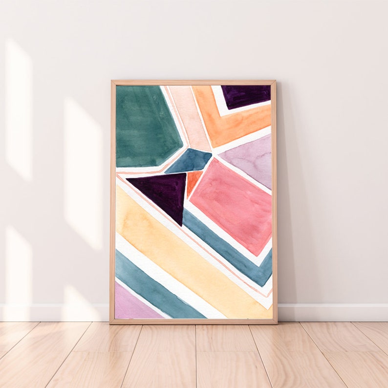 Set of 2 geometric prints,pastel geometric art,printable wall art,instant download,abstract,set of 2 colorful prints,livingroom art set of 2 image 7