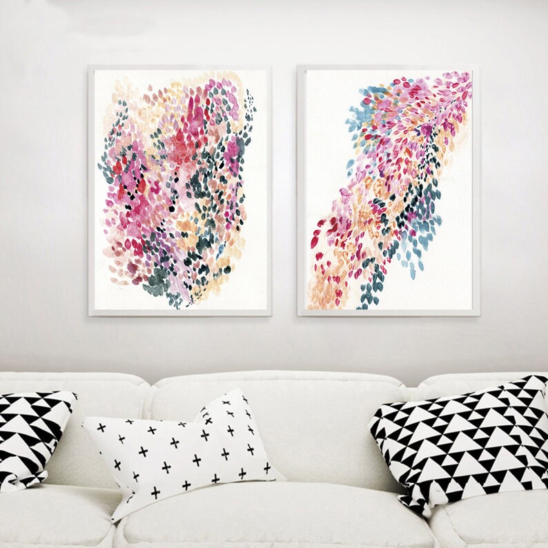 Modern Colorful Artwall Art Prints Set of 2set of 2 Colorful Etsy