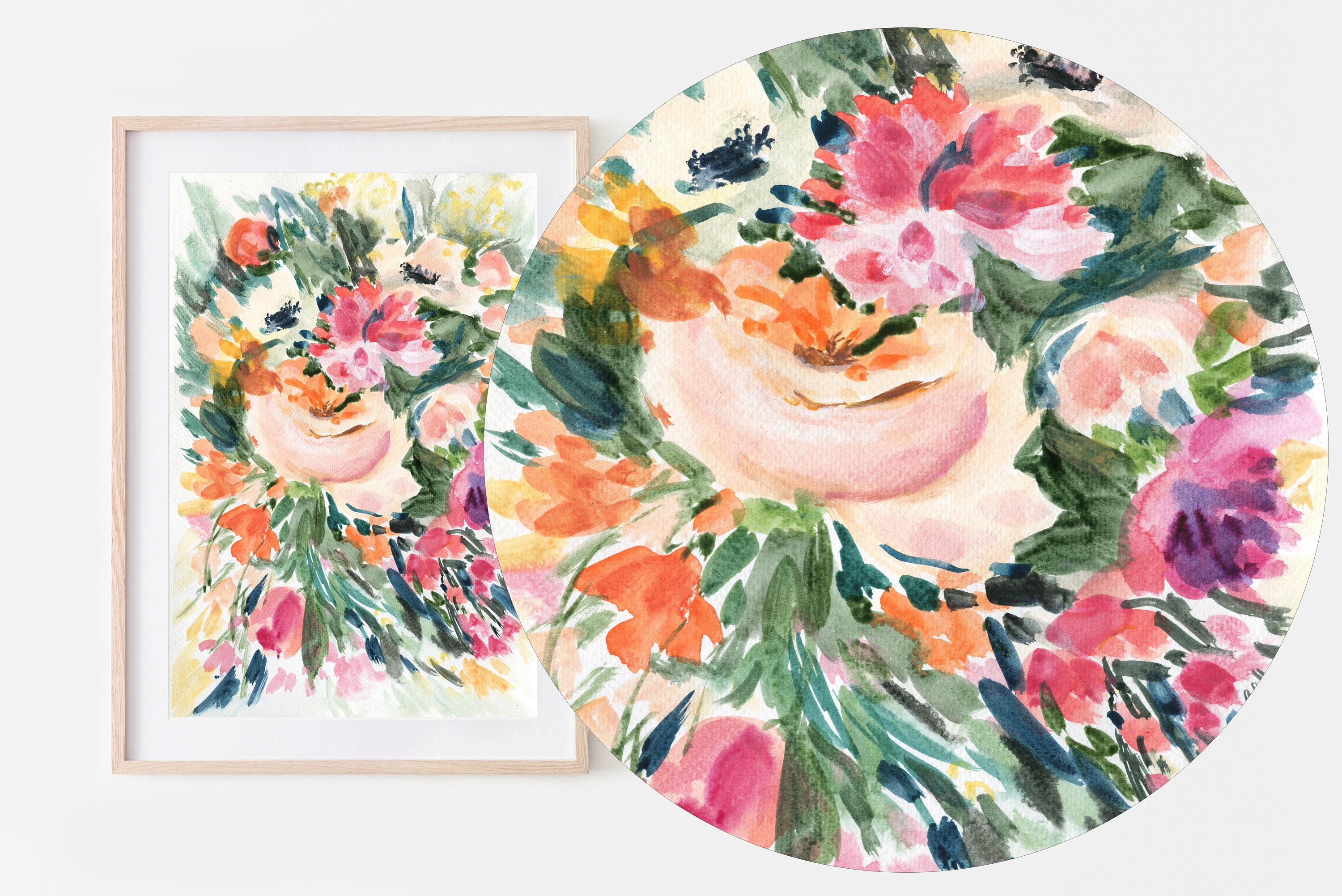 Set of 2 Floral Printsfloral Artworkwall Art Prints Etsy