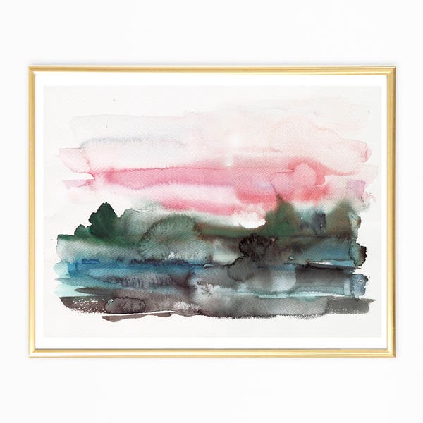 Abstract Watercolor Landscape Etsy