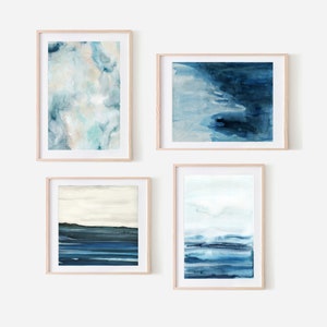 blue abstract wall art,abstract set of 4 prints,instant download,wall art set of 4,abstract wall art set,ocean prints set,printable art set