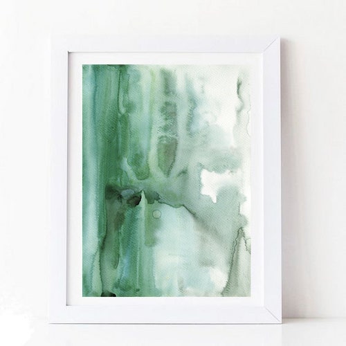 Abstract Watercolor Wall Art Print Forest Green Wall Art Etsy