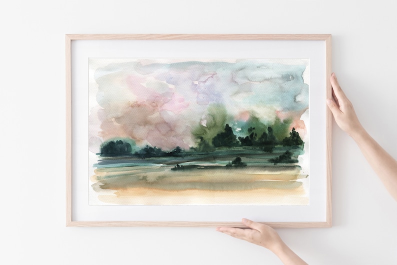 landscape art print,neutral landscape print,printable wall art,digital download, landscape print,printable painting print,abstract art image 1