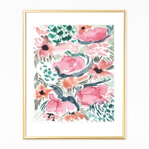 floral watercolor,set of 4 prints,floral wall art set,wall art set of 4, modern wall prints, digital flowers watercolor, floral art prints image 4