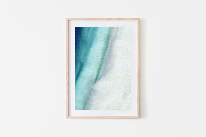 Abstract printable Art,Turquoise Wall Art,Instant Download,Simple Watercolor Print,Minimalist Art,Printable Watercolor, Turquoise and White image 1