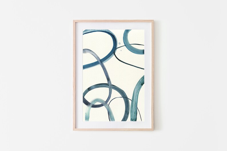 abstract printable art,scandinavian print,minimalist wall art,instant download art,modern abstract print,blue and white,geometric wall art image 1