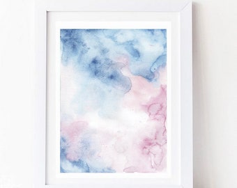 Wall Art Abstract,Abstract Watercolor Art,Watercolor Print,Printable Wall Art,Downloadable Art,Wall Art Prints,Blue and Prink Prints