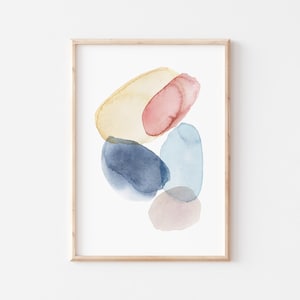 neutral wall art, watercolor printable art abstract shapes watercolor digital download blue beige wall decor abstract shapes blue watercolor