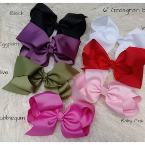 6&quot;  Solid Grosgrain Ribbon Hairbows-No clip -You Choose Quantity and color- DIY Headband Supplies- Bows- Wholesale- Supply Shop