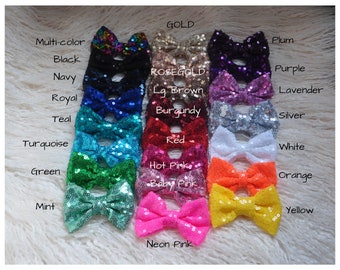 Lazos de lentejuelas brillantes hechos a mano de 7,6 cm (3") - Material para manualidades - Elige el color - Sin clip