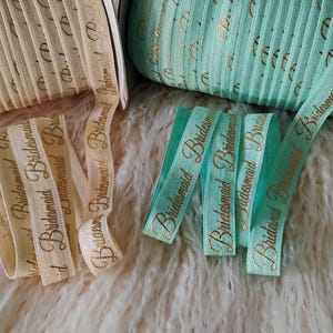 Ivory & Aqua Bridesmaid Fold Over Elastic, 5/8", DIY Headband Supply (FOE) Ribbon.