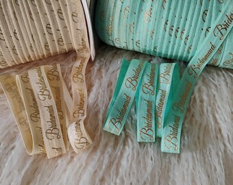 Ivory & Aqua Bridesmaid Fold Over Elastic, 5/8", DIY Headband Supply (FOE) Ribbon.