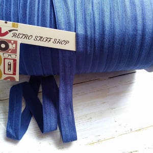 Navy Blue 5/8&quot; fold over elastic, shiny elastic, by the yard, FOE elastic, DIY supply. Elastic for baby headband, Supply shop.