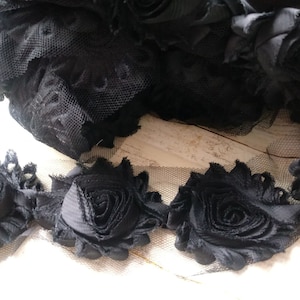 Schwarze Chiffon Rosenborte: Shabby Chic Blumenverzierung