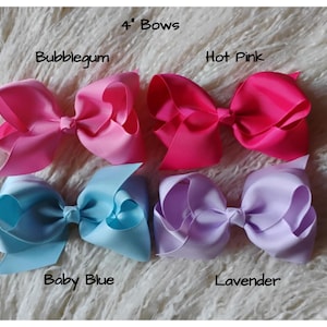 Fiocchi per capelli in nastro grosgrain da 4" - Senza clip - Scegli quantità e colore - Forniture per fasce fai da te - Fiocchi - Vendita all'ingrosso - Negozio di forniture
