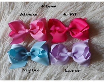 Handmade Grosgrain Ribbon Hair Bows 4" - DIY Headband Supplies - No Clip