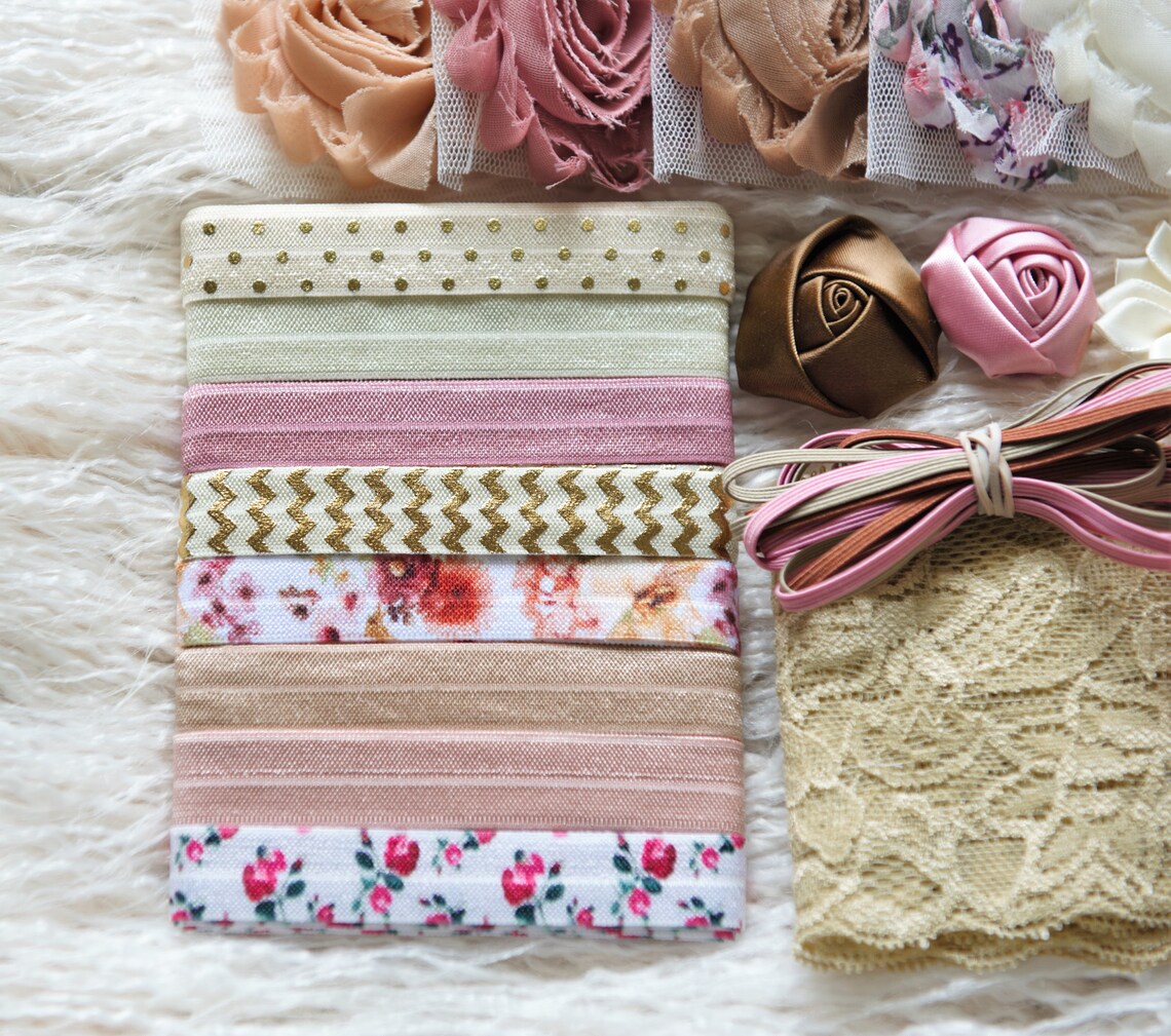 DIY Baby Headband Making Kit Mauve Dusty Pink Cream Ivory Etsy