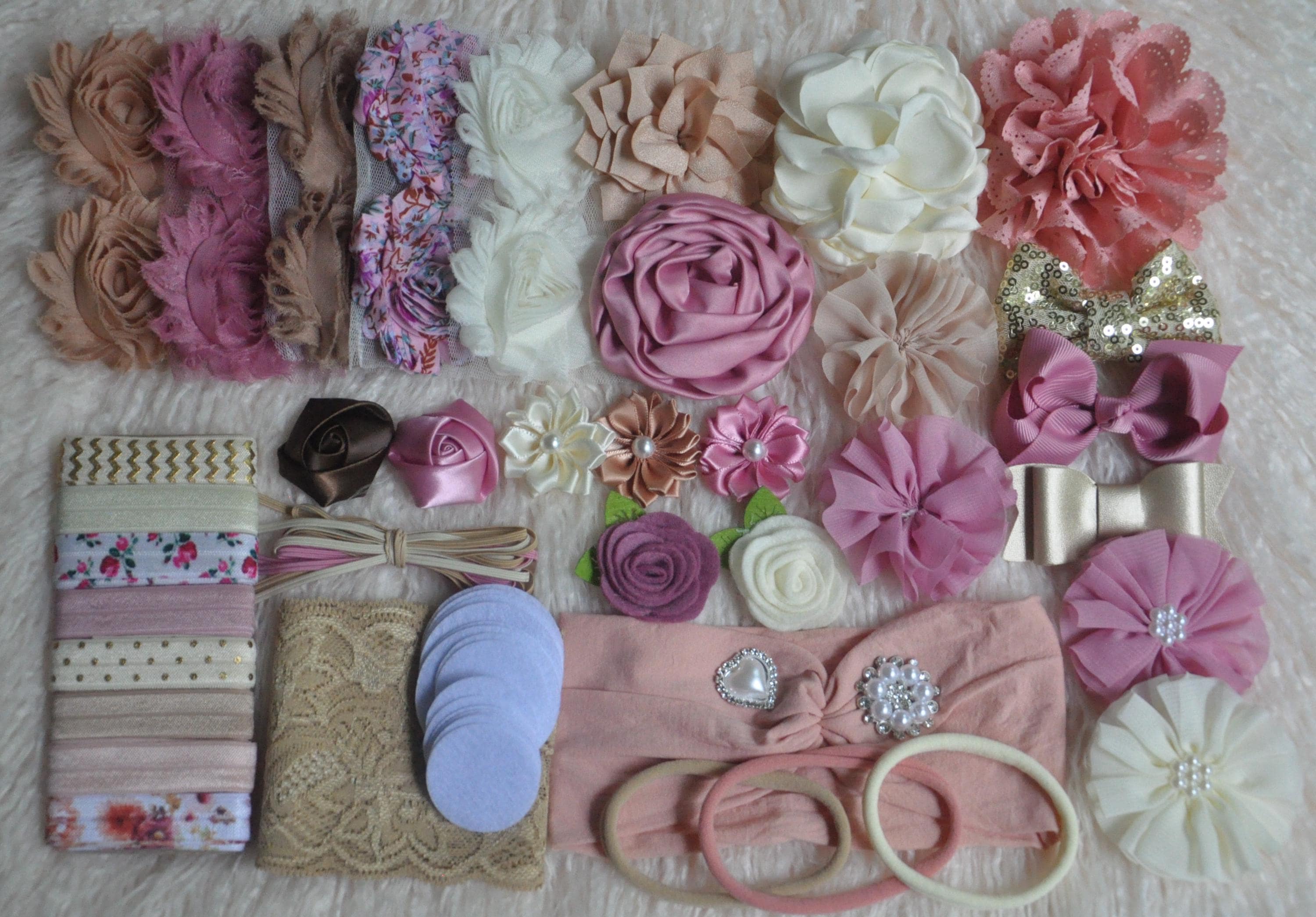 DIY Baby Headband Making Kit: Mauve, Ivory, Tan Kit- Station