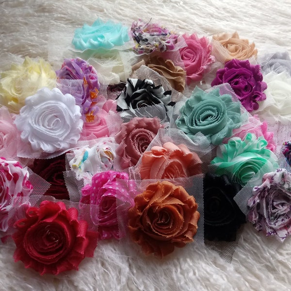 Grab a Bag/PRINTS & SOLIDS Shabby Chic Trim, Shabby Rose Trim, Chiffon Flowers, Random/Assorted, Hair Accessories Supplies, Supply shop