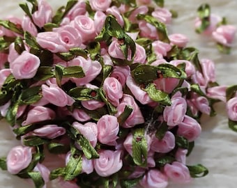 1/2" Baby Pink Satin Rolled Roses – Mini Craft & Sewing Embellishments.